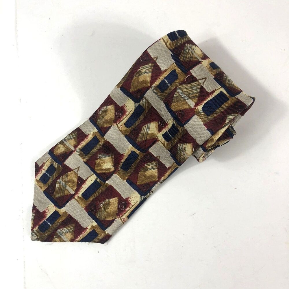 Vintage STUDIO by FUMAGALLI'S Silk Tie Abstract Art Deco Print ITALY USA Necktie